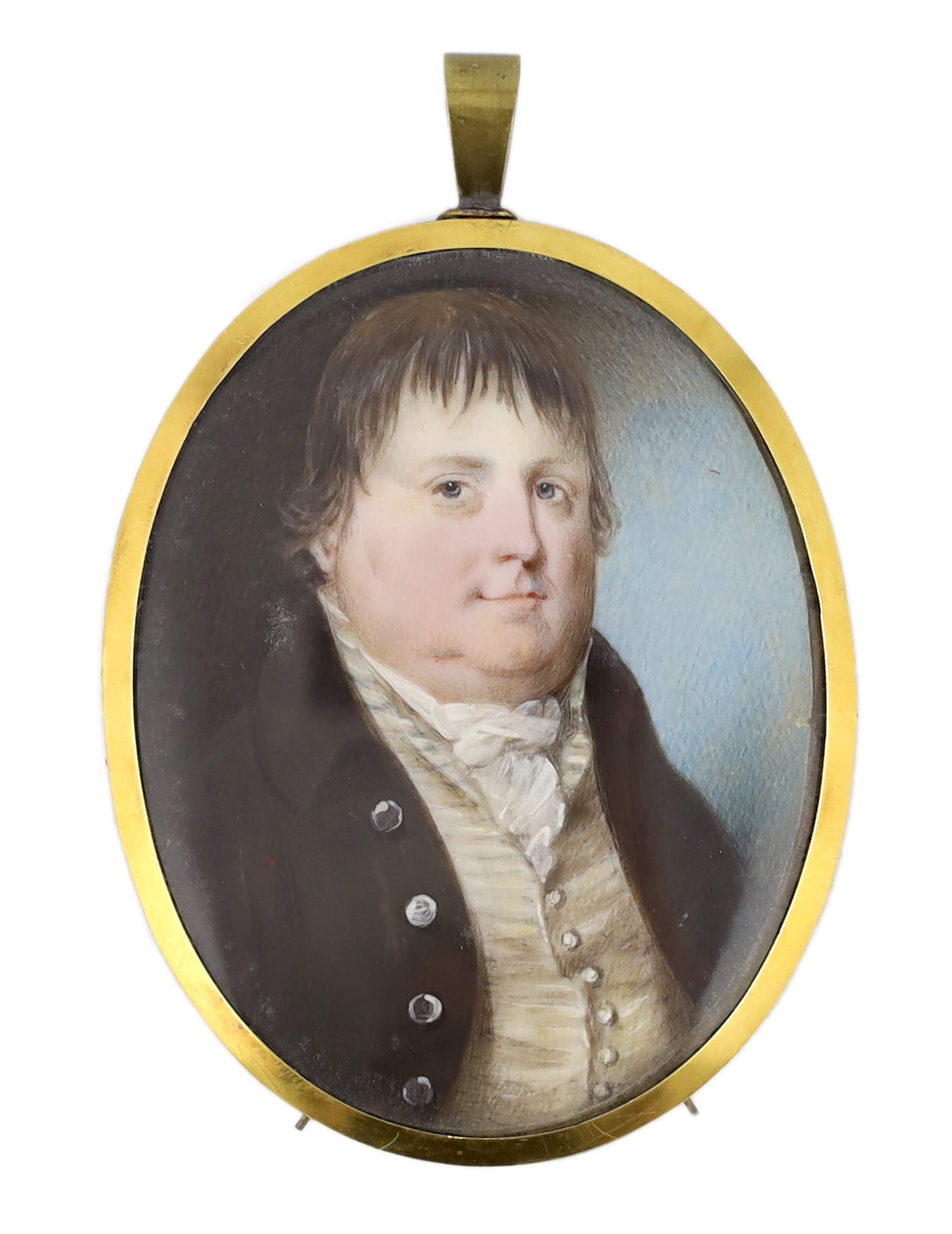 Sarah Bennard Pitman (English, fl.1839-1841), Portrait miniature of a gentleman, watercolour on ivory, 6.5 x 5.1cm. CITES Submission reference Z2DD4ZMZ